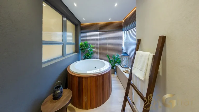 Quarto com banheira apartamento decorado 187 m² Reserva Flamboyant Jardim das Perdizes