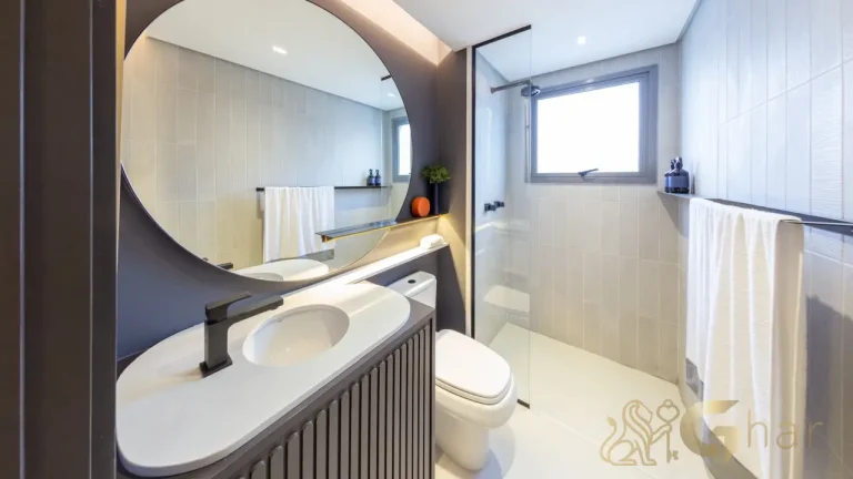 Banheiro suíte 3 apartamento decorado Reserva Flamboyant Jardim das Perdizes