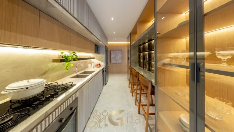 Cozinha integrada apartamento decorado 187 m² Reserva Flamboyant Jardim das Perdizes