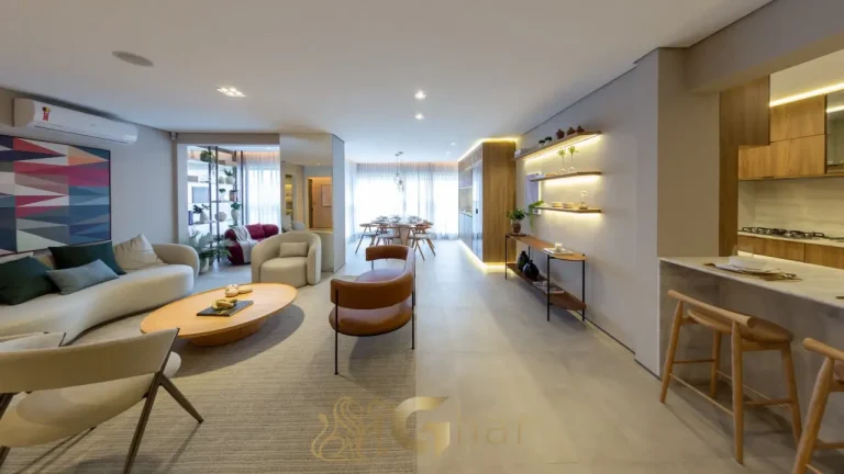 Sala apartamento decorado 157 m² Reserva Flamboyant Jardim das Perdizes