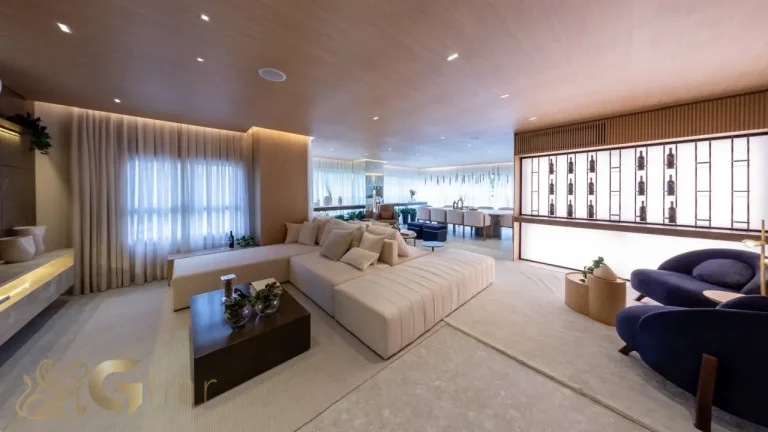 Sala apartamento 187 m² decorado Reserva Flamboyant Jardim das Perdizes