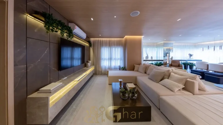 Sala ampla apartamento 187 m² Reserva Flamboyant Jardim das Perdizes