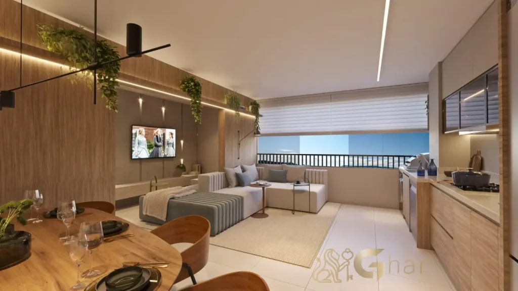 Apartamento decorado com living ampliado no Signature Barra Funda Residence