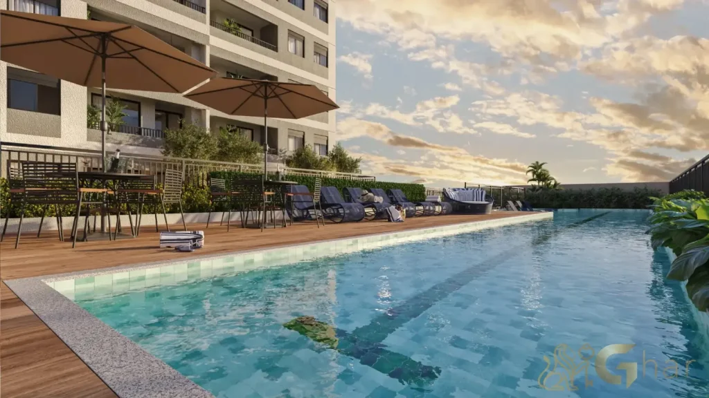 Piscina do condomínio de alto padrão Signature Barra Funda Residence