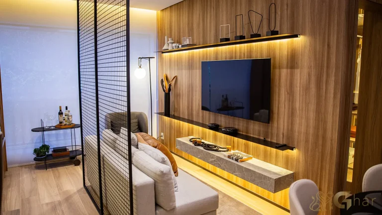 Living decorado apartamento 35m² Soul of Madalena Vila Madalena São Paulo