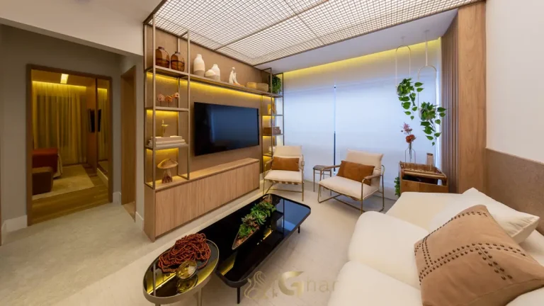 Living decorado apartamento 62m² Soul of Madalena Vila Madalena São Paulo