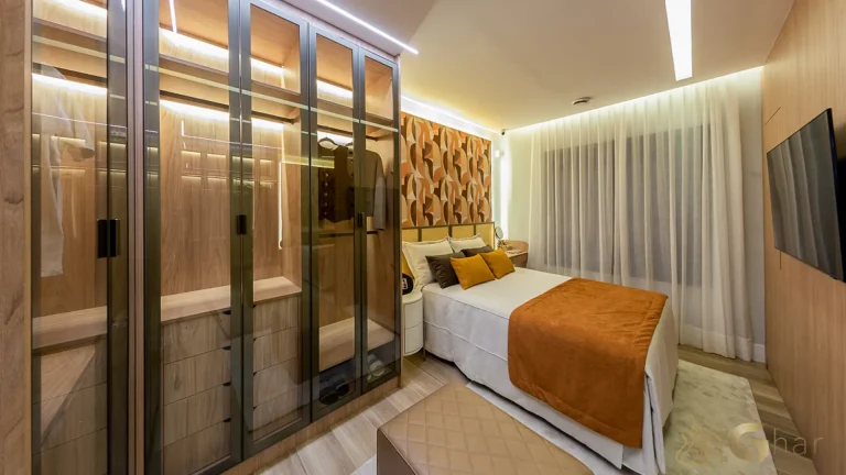 Suíte com closet apartamento 62m² Soul of Madalena Vila Madalena São Paulo