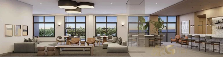 Área coliving moderna do condomínio SP_360° Smart Living by Eztec Moema