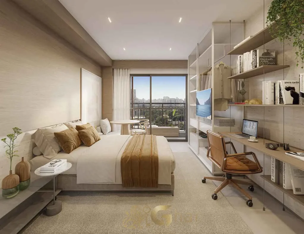 Studio decorado de 24 m² no SP_360° Smart Living by Eztec Moema