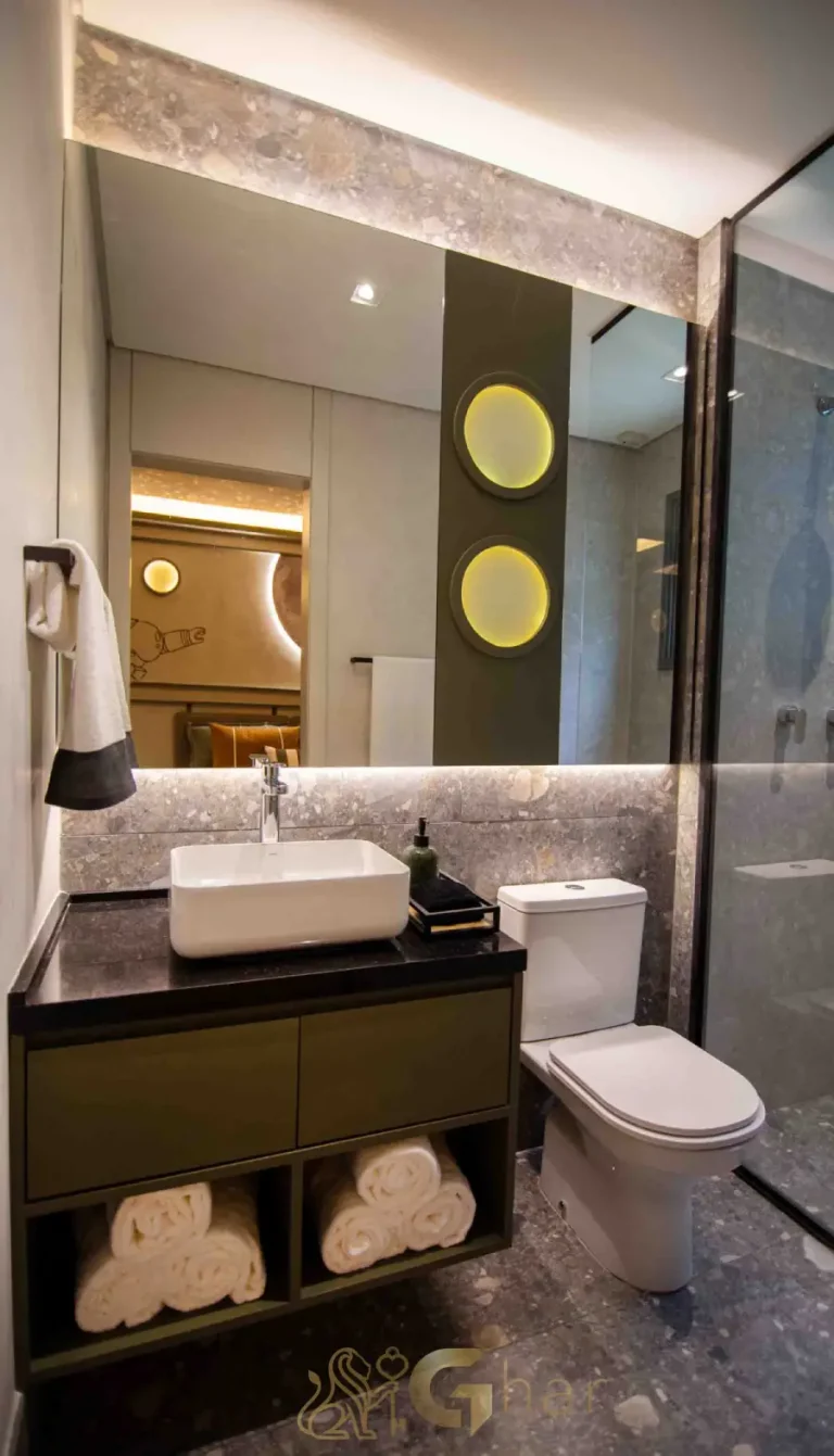 Banheiro decorado da suíte do menino no Splend Moema