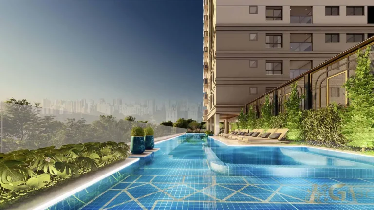 Piscina descoberta com 20 metros no Splend Moema