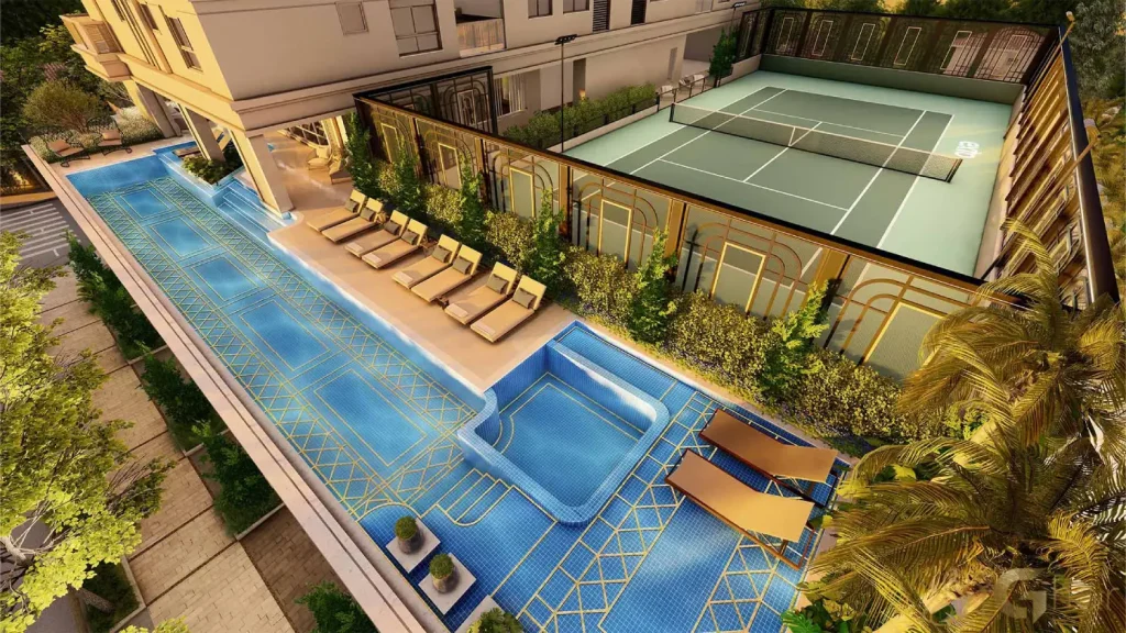 Piscina ao ar livre com raia para natação no Splend Moema