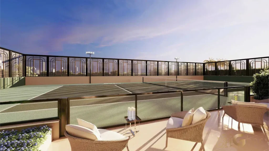 Quadra de tênis oficial no Splend Moema, parceria Lisonda