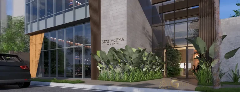 Fachada do Stay Moema by Helbor com entrada de pedestres