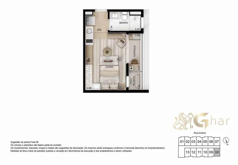 Planta Luxury Studio 30m² no Studios Berrini Brooklin São Paulo