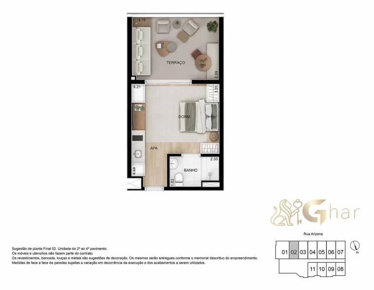 Planta Luxury Studio 38m² Studios Berrini Brooklin São Paulo