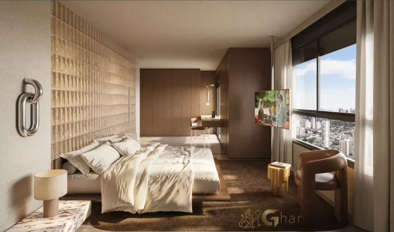 Suíte principal decorada 130 m² por Leonardo Zanatta no Tess Brooklin em São Paulo