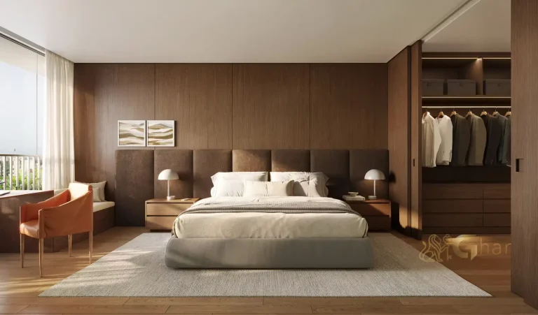 Suíte principal decorada 170 m² por Studio Ro+Ca no Tess Brooklin em São Paulo