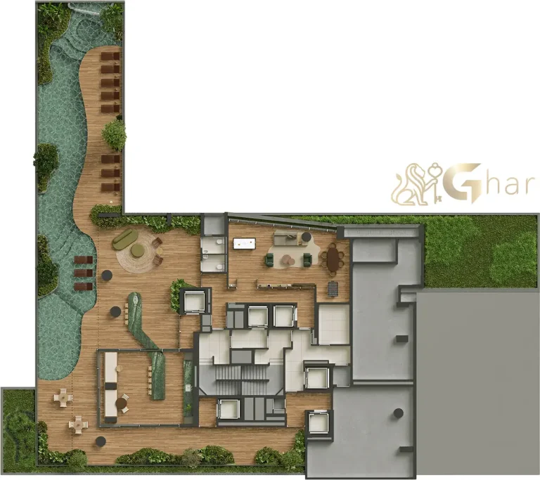 Planta do 1º pavimento de lazer no Tess Brooklin em São Paulo