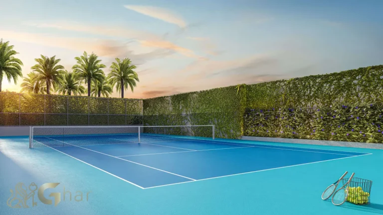 Quadra de tênis no condomínio The Residence Brooklin by Living em São Paulo