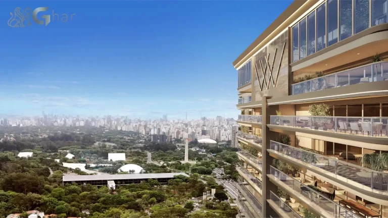 Fachada com varandas do condomínio The View Ibirapuera em São Paulo