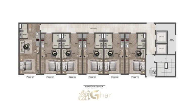 Implantação do The View Ibirapuera Residences do 3º ao 22º pavimento