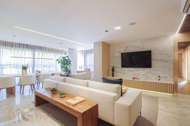 Sala integrada varanda apartamento decorado 144m² Unik Residence