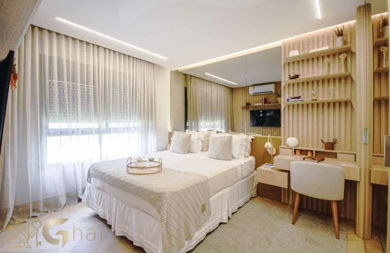 Suíte casal apartamento decorado 144m² Unik Residence Nova Klabin