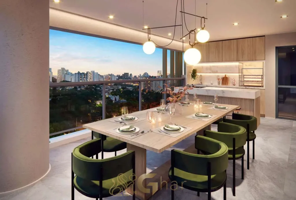 Apartamento 177m² sala integrada à varanda Unik Residence Nova Klabin