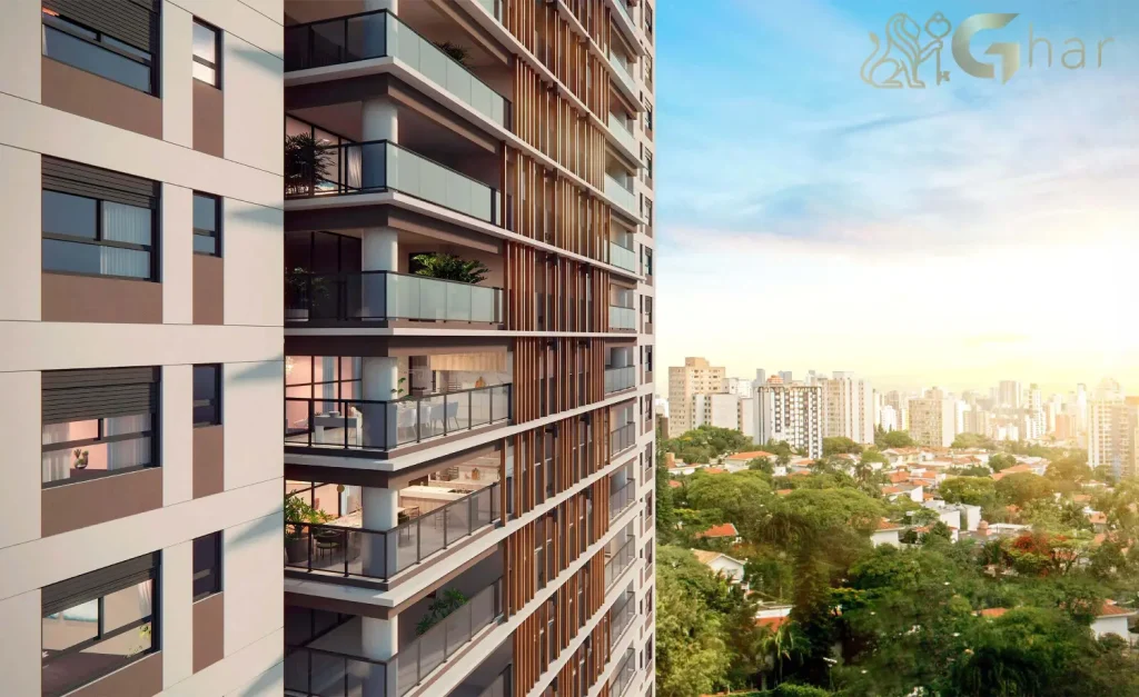 Fachada com varanda Unik Residence Nova Klabin São Paulo