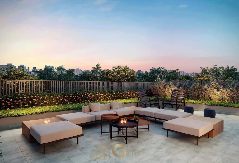 Salão de festas e lounge integrados Unik Residence Nova Klabin