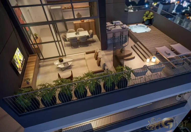 Penthouse decorada com vista drone no Voga Flórida Brooklin