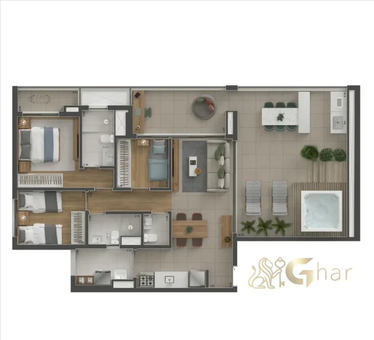 Planta garden 115m² 3 dormitórios no Voga Flórida Brooklin