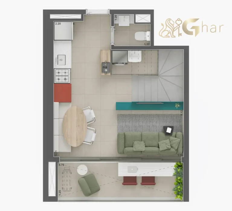 Planta duplex inferior 57m² no Voga Flórida Brooklin