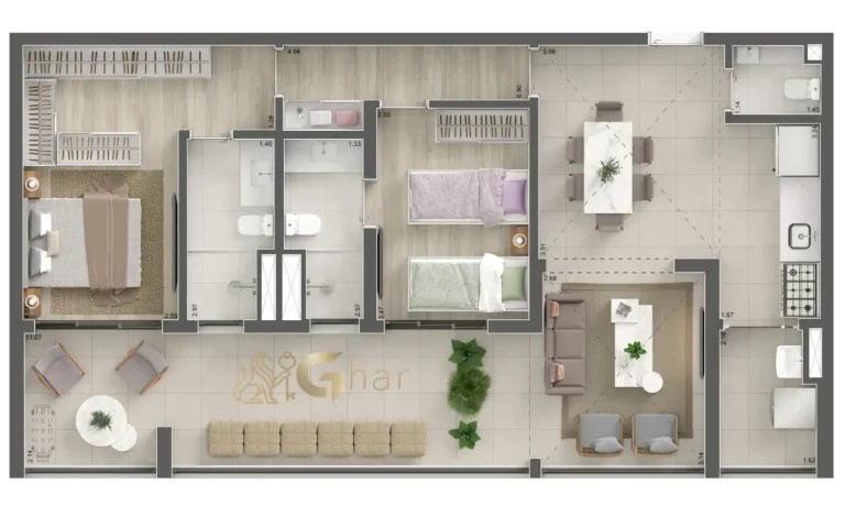Planta penthouse 96m² 2 suítes no Voga Flórida Brooklin São Paulo