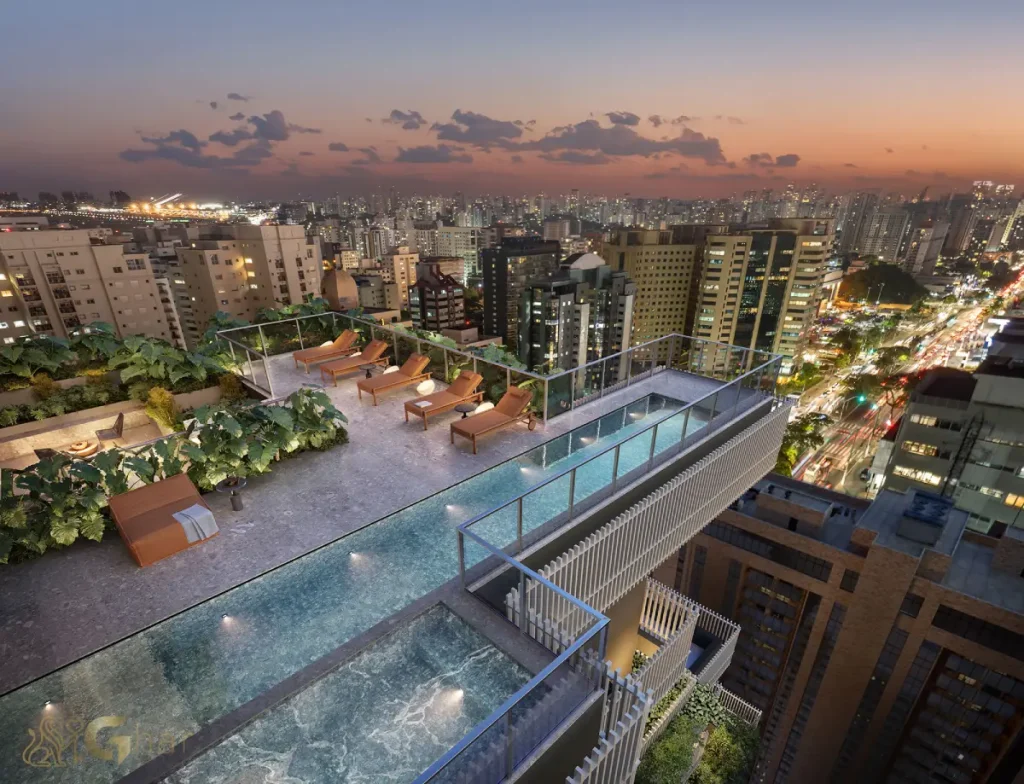 Piscina Vogel Moema vista noturna 17º pavimento