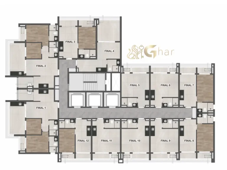 Planta dos andares residenciais no VP Moema