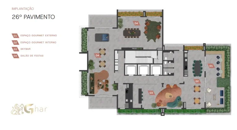 Planta do 26º pavimento com lazer no VP Moema