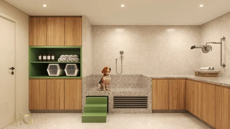 Pet place com área de banho no VP Moema