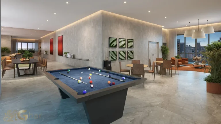 Salão de festas decorado no VP Moema