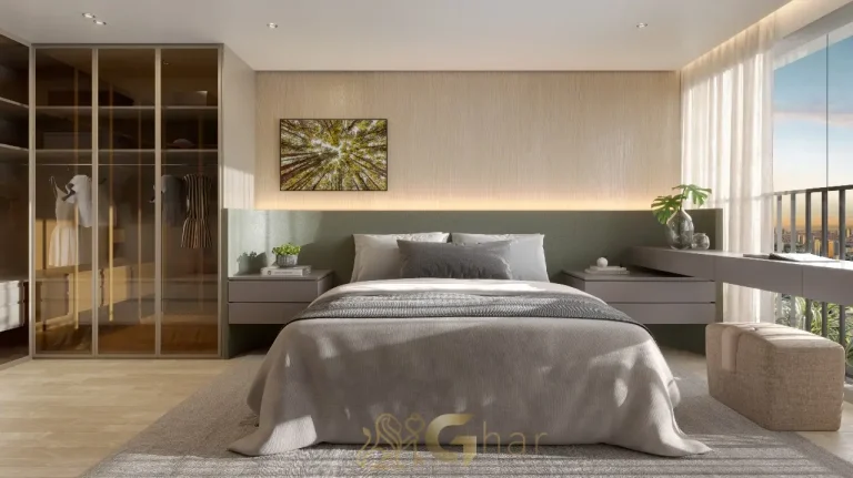 Suíte master do apartamento decorado no Aire Alto de Pinheiros, São Paulo