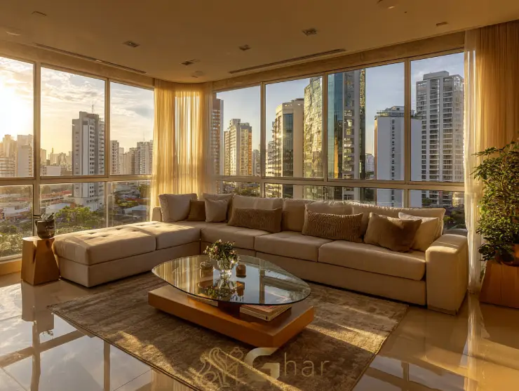 Sala de estar de alto padrão em imóvel da zona oeste da capital paulista