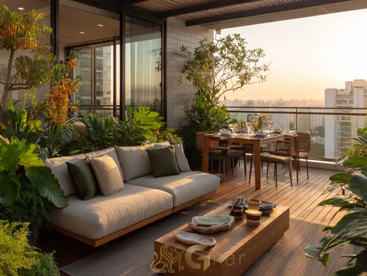 Apartamento na Barra Funda com varanda decorada e vista para a cidade de São Paulo