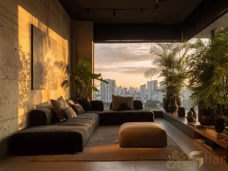 Sala decorada de apartamento na Bela Vista em São Paulo