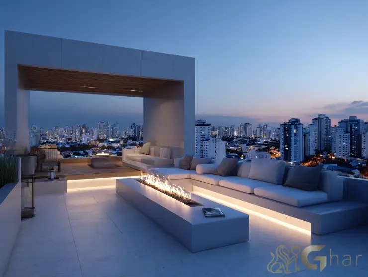 Cobertura na zona sul da capital paulista com lareira externa e vista deslumbrante