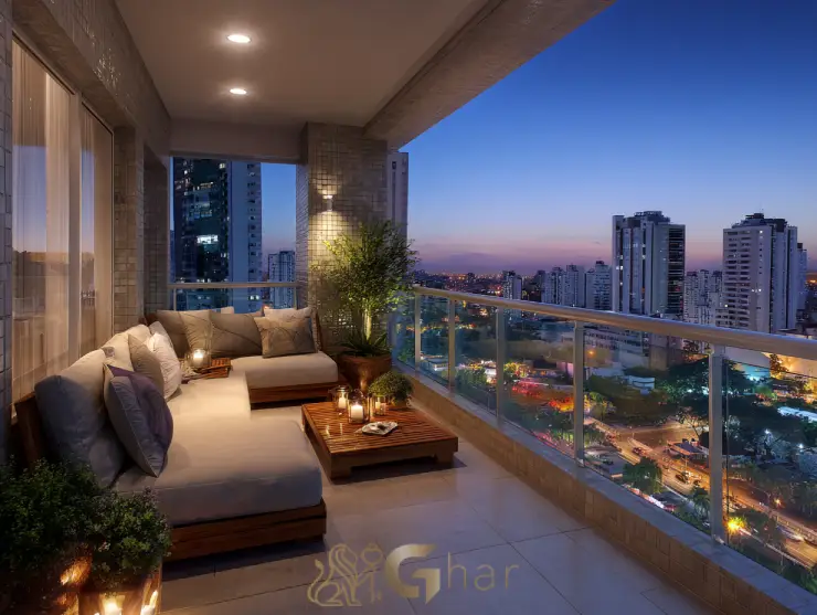 Apartamento no Campo Belo com varanda decorada e alto padrão de acabamento