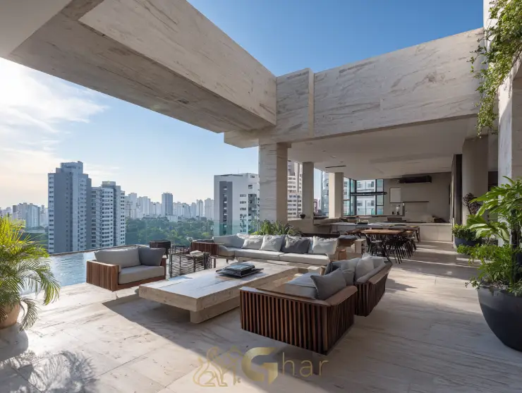 Cobertura com área externa e piscina na Chácara Santo Antônio