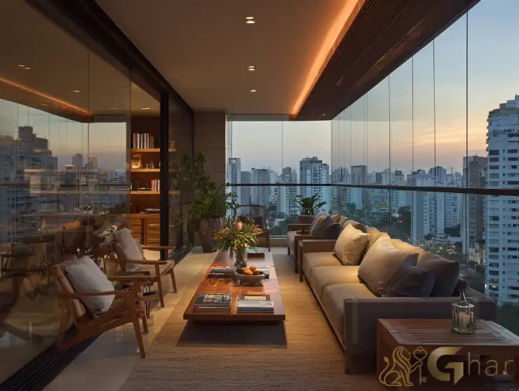 Varanda integrada à sala e acabamento de alto padrão no Centro da capital