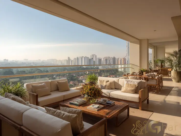 Varanda com vista para o parque em imóvel na zona oeste da capital