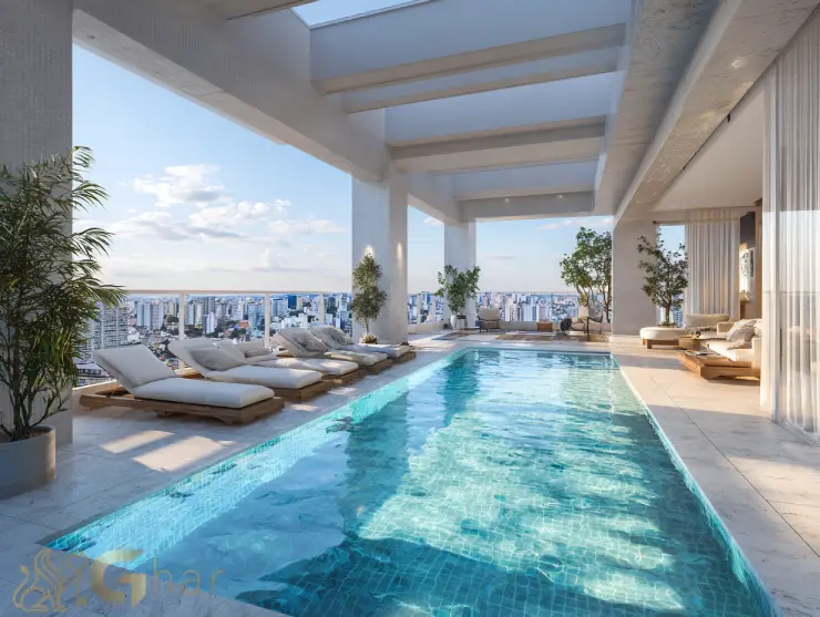 Cobertura com piscina e área externa de luxo no Jardins